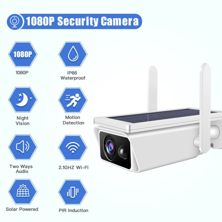 T13-2 1080P HD Solar Powered 2.4GHz WiFi Security Camera without Battery, Support Motion Detection, Night Vision, Two Way Audio, TF Card, T13-2 without Battery T13-2 1080P HD Solar Powered 2.4GHz WiFi Security Camera without Battery, Support Motion Detection, Night Vision, Two Way Audio, TF Card, T13-2 without Battery